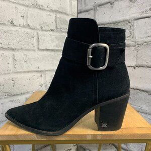 Sam Edelman Ankle Boots Women's 7 Leonia Black Suede Pointy Toe Side Zip Bootie